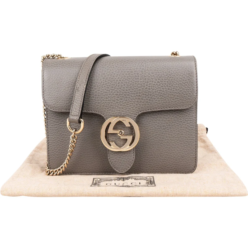 Gucci Pebbled Leather Small Interlocking GG Crossbody Bag