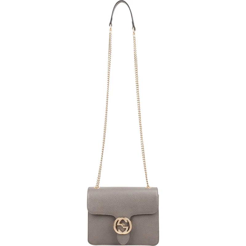 Gucci Pebbled Leather Small Interlocking GG Crossbody Bag