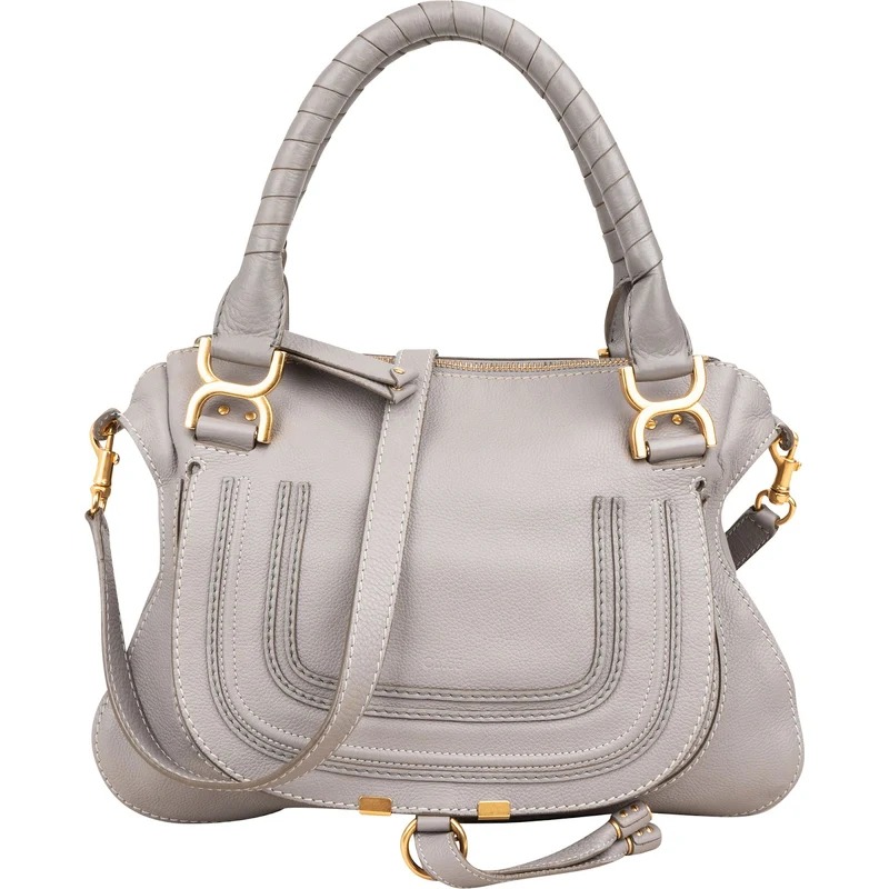 Chloé Grey Leather Marcie Small Double Carry Saddle Shoulder Bag