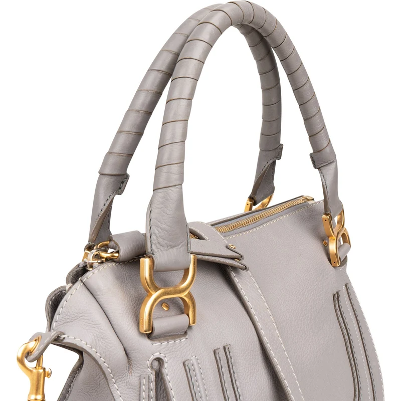 Chloé Grey Leather Marcie Small Double Carry Saddle Shoulder Bag