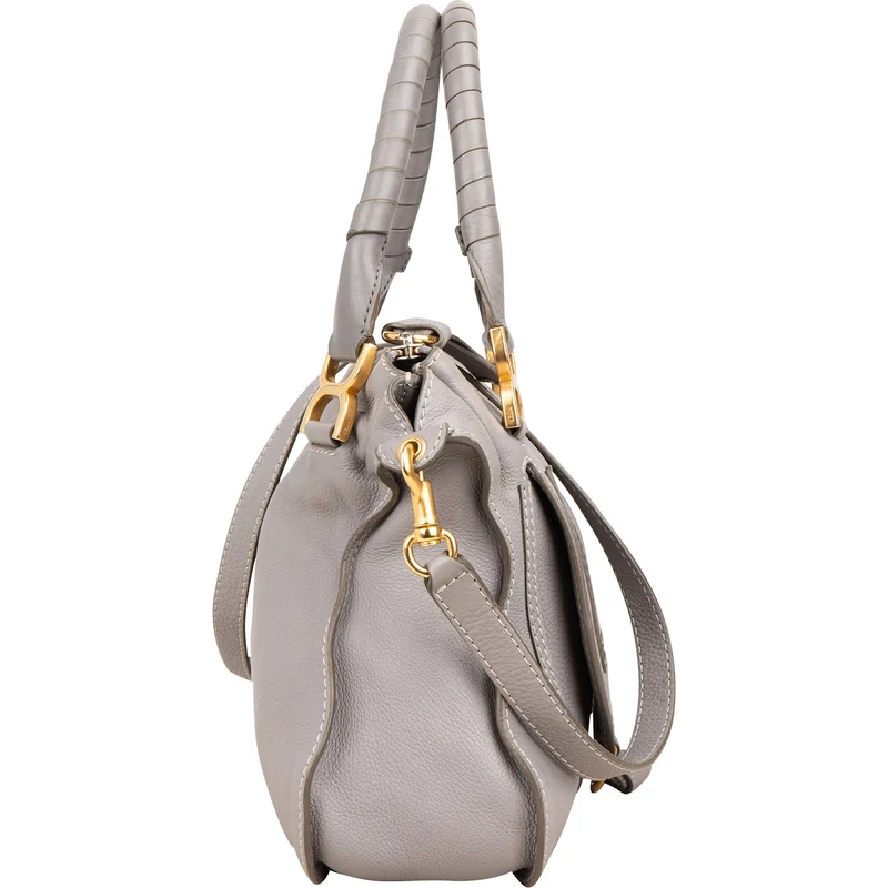 Chloé Grey Leather Marcie Small Double Carry Saddle Shoulder Bag