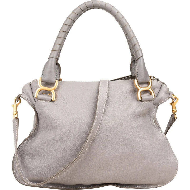 Chloé Grey Leather Marcie Small Double Carry Saddle Shoulder Bag
