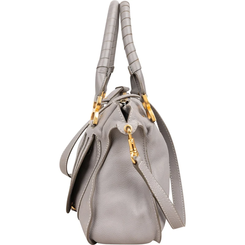 Chloé Grey Leather Marcie Small Double Carry Saddle Shoulder Bag