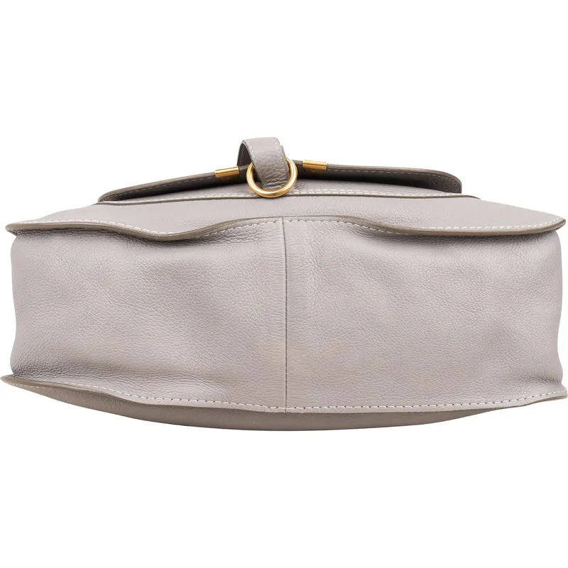 Chloé Grey Leather Marcie Small Double Carry Saddle Shoulder Bag