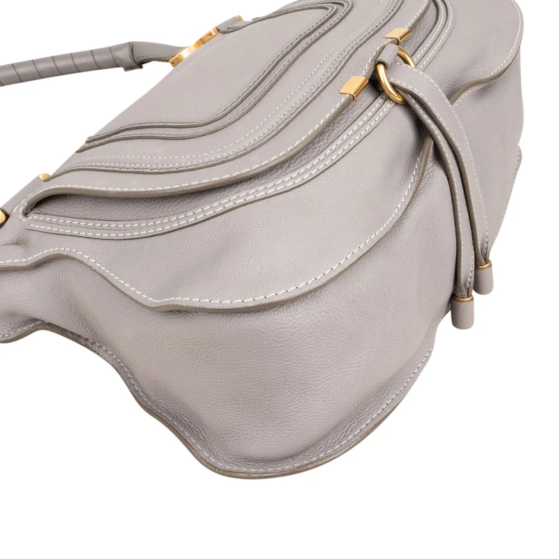 Chloé Grey Leather Marcie Small Double Carry Saddle Shoulder Bag