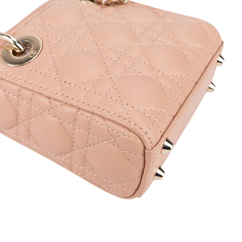 Christian Dior Lambskin Micro Lady Dior Crossbody Handbag