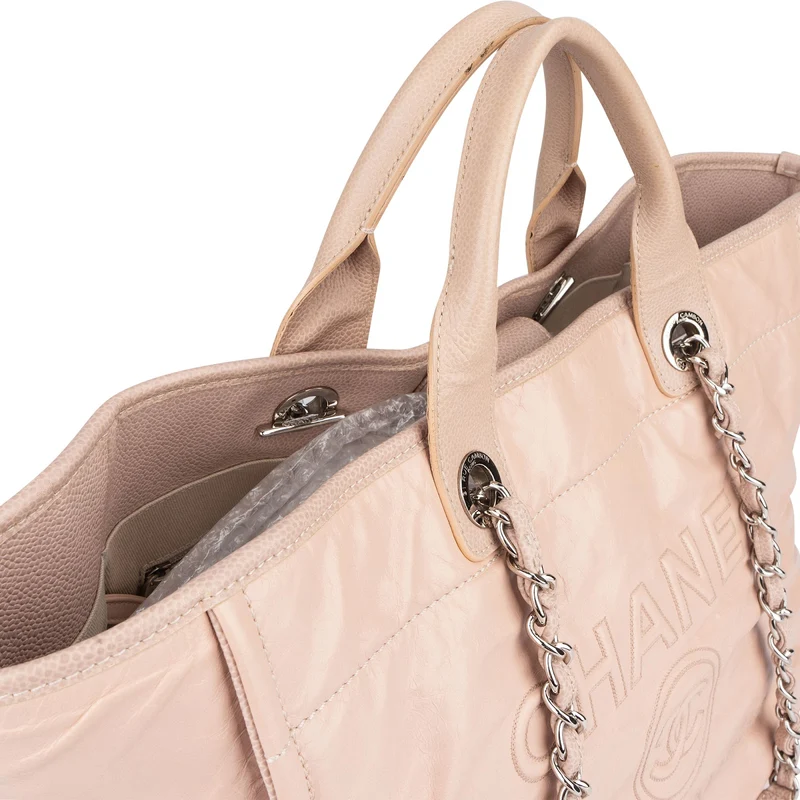 Chanel Rose Leather Shopper Deauville Shoulder Bag