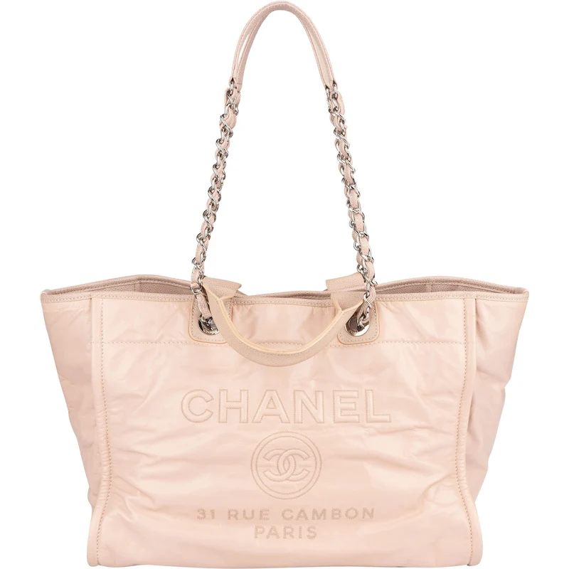 Chanel Rose Leather Shopper Deauville Shoulder Bag