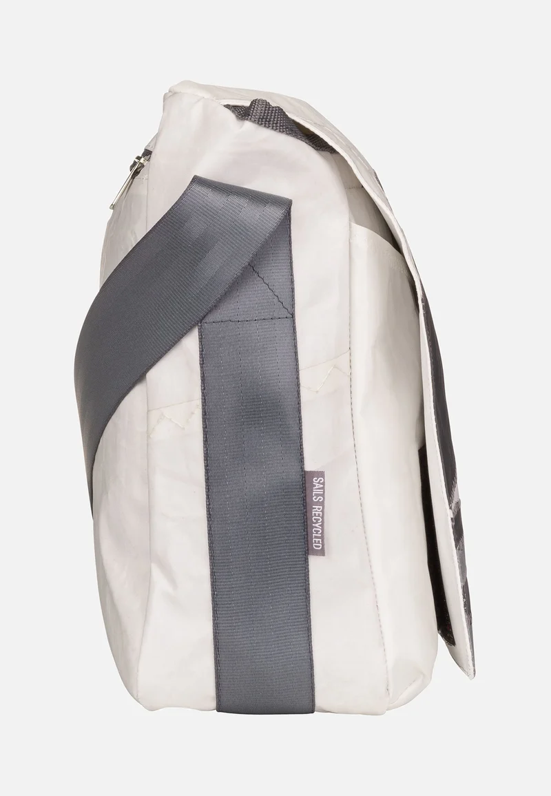 Barkasse Weiß/Balken Hellgrau/Segelboot - Messenger Bag