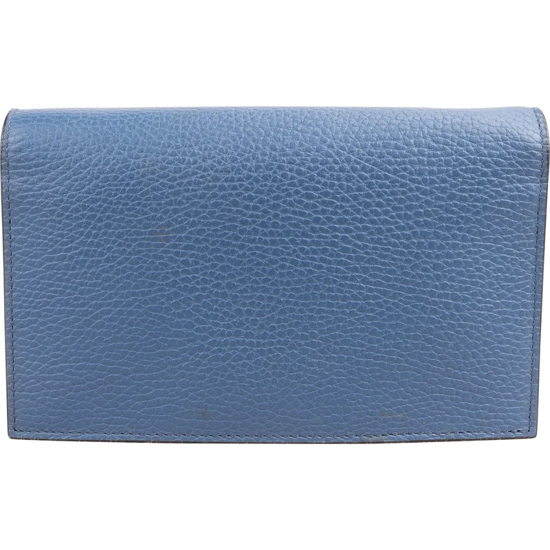Gucci Grained Leather Interlocking GG Walet On Chain Crossbody Bag