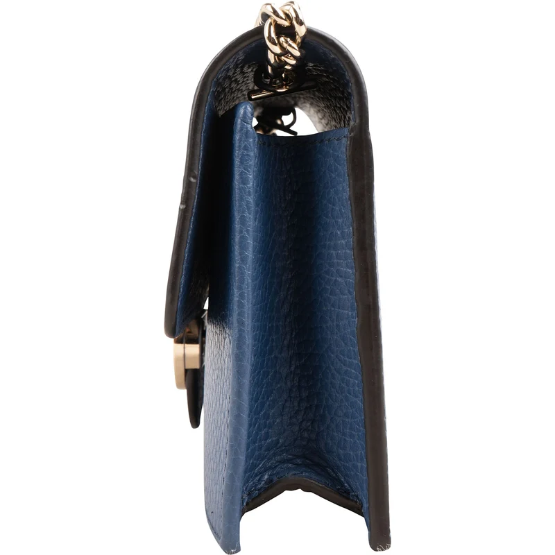 Gucci Grained Leather Interlocking GG Walet On Chain Crossbody Bag