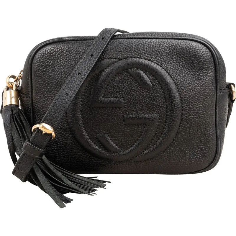 Gucci Black Pebbled Leather Soho Camera Crossbody Bag