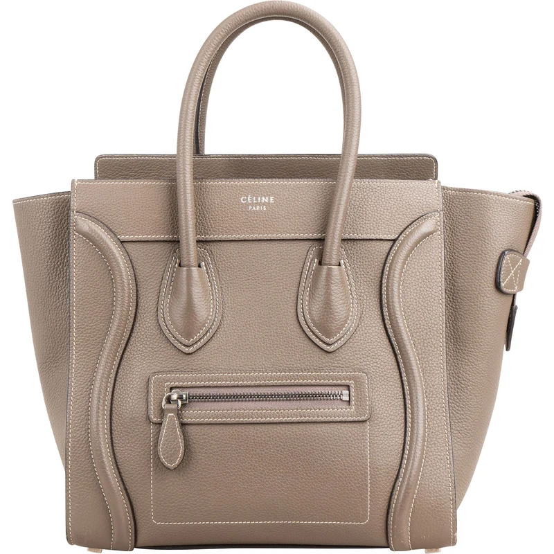 Céline Taupe Grained Calfskin Luggage Handbag