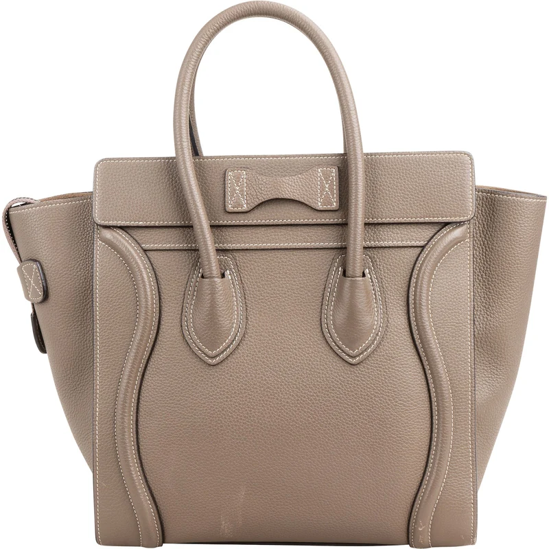 Céline Taupe Grained Calfskin Luggage Handbag