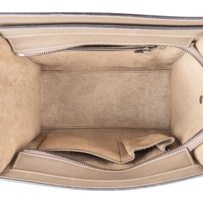 Céline Taupe Grained Calfskin Luggage Handbag