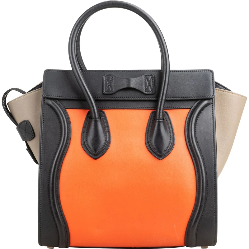Céline Tricolor Leather Luggage Handbag