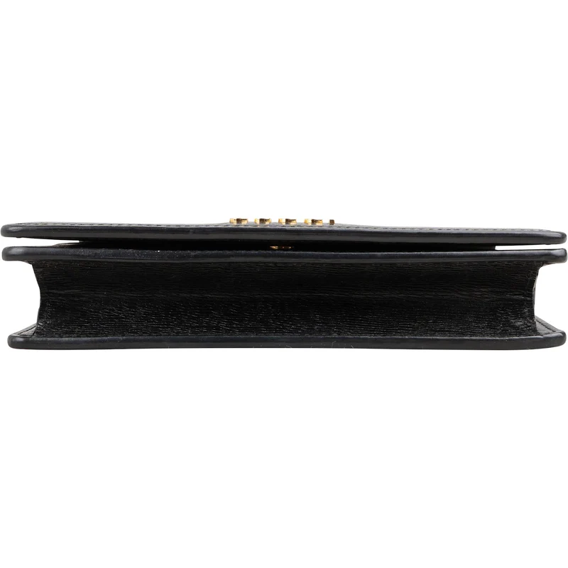 Gucci Black Grained Leather Wallet On Chain Crossbody Bag