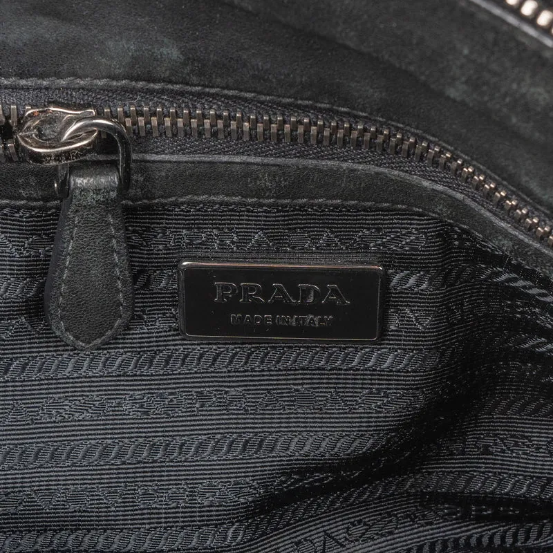 Prada Tessuto Gaufre Triangle Woven Handle Satchel Handbag