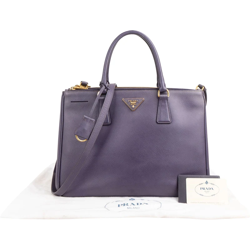 Prada Purple Saffiano Leather Galleria Handbag