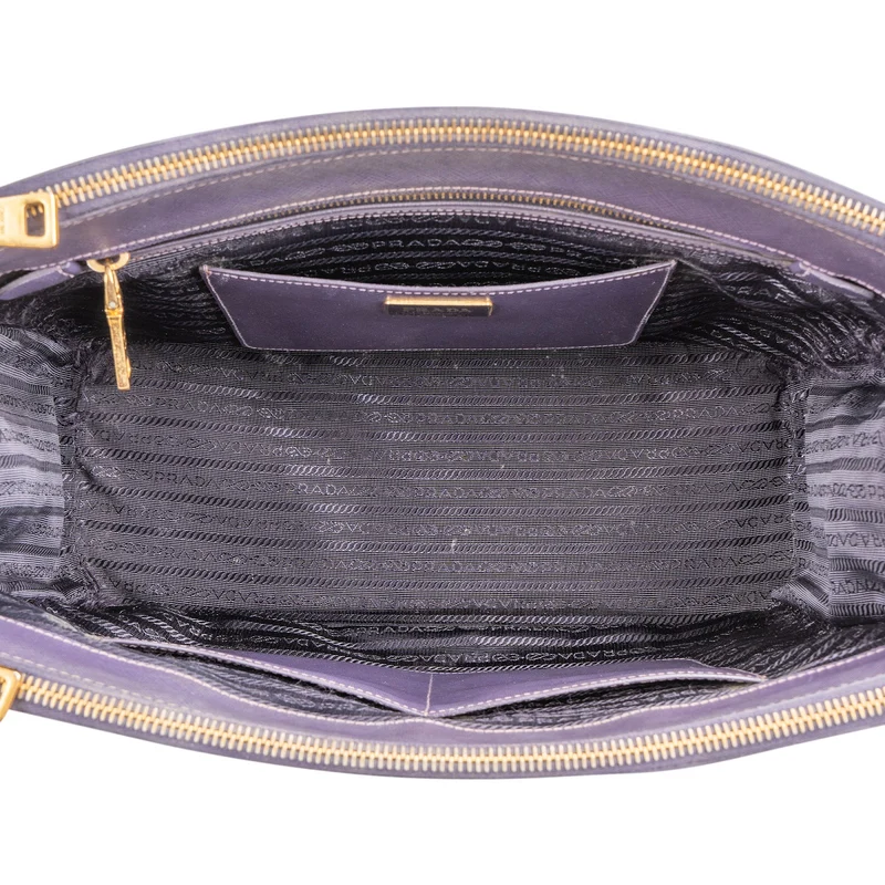 Prada Purple Saffiano Leather Galleria Handbag