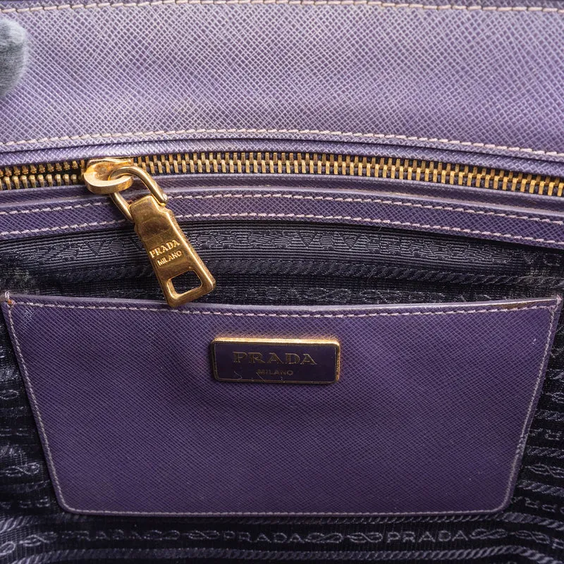 Prada Purple Saffiano Leather Galleria Handbag