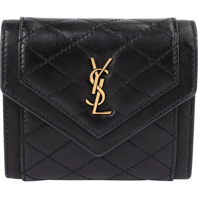 Saint Laurent Quilted Leather Small Envelope Wallet