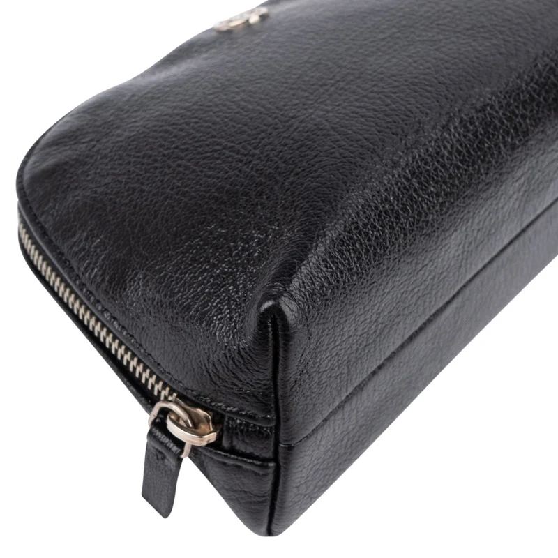 Chanel Black Leather CC Cosmetic Pouch
