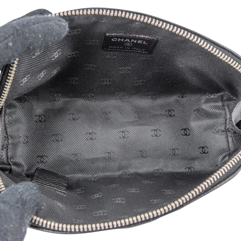 Chanel Black Leather CC Cosmetic Pouch