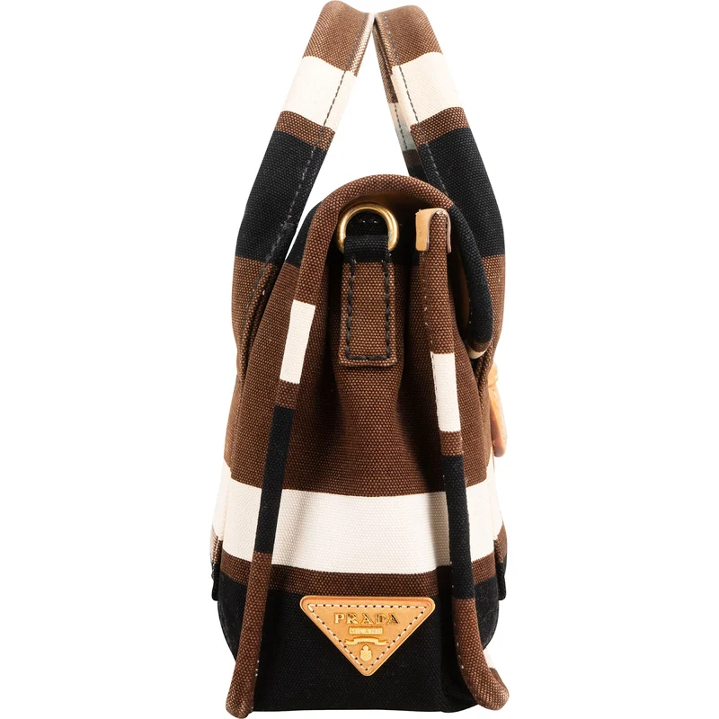Prada Multicolor Striped Canvas Small Coffer Handbag