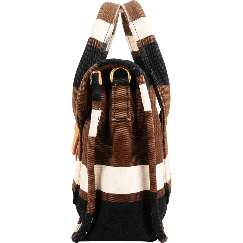 Prada Multicolor Striped Canvas Small Coffer Handbag