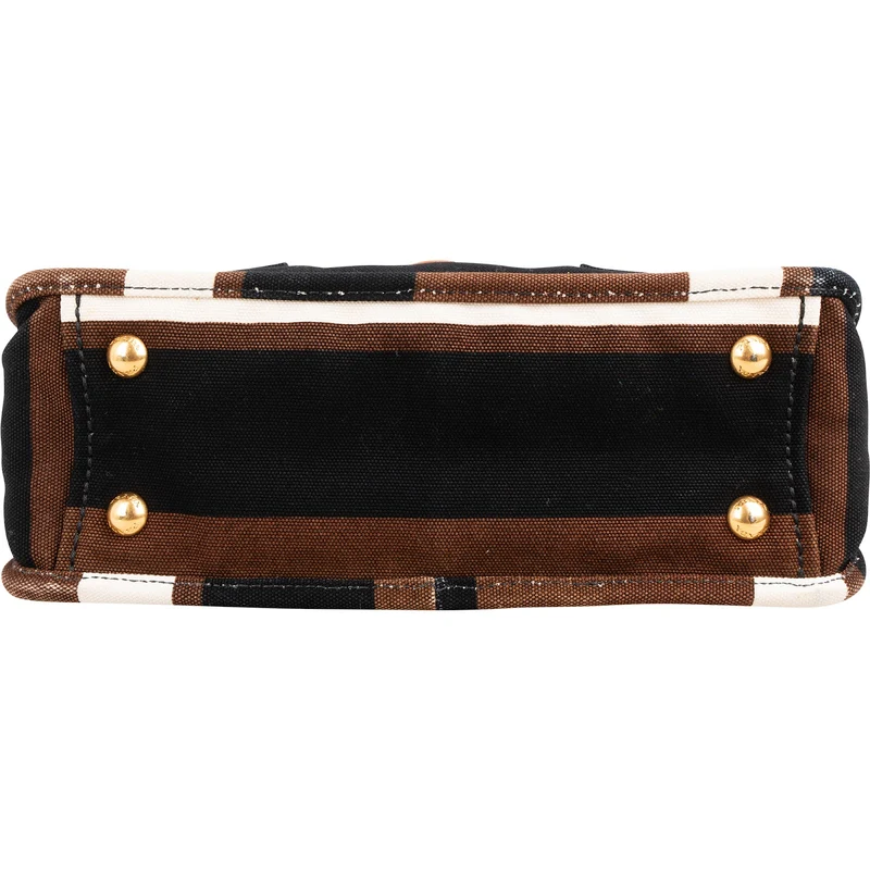 Prada Multicolor Striped Canvas Small Coffer Handbag