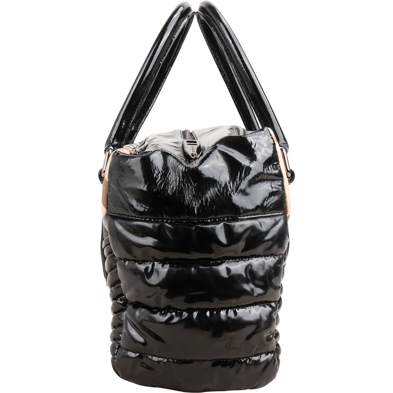 Burberry Quilted Patent Leather Heymarket Check Tote Shoulder Bag