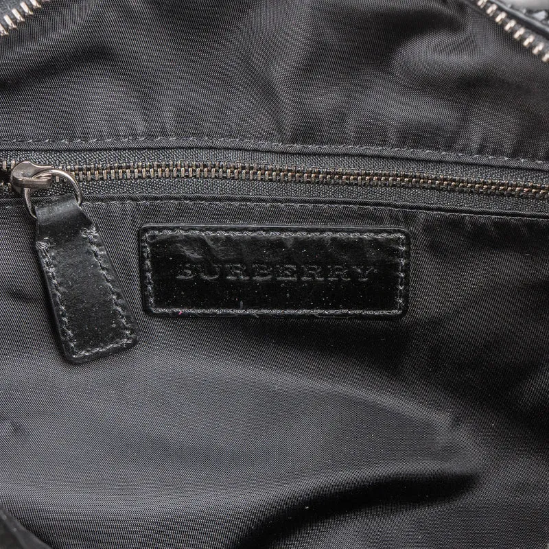 Burberry Quilted Patent Leather Heymarket Check Tote Shoulder Bag