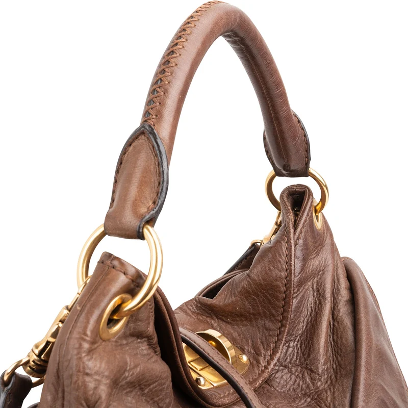 Miu Miu Vitello Daino Leather Coffer Hobo Shoulder Bag
