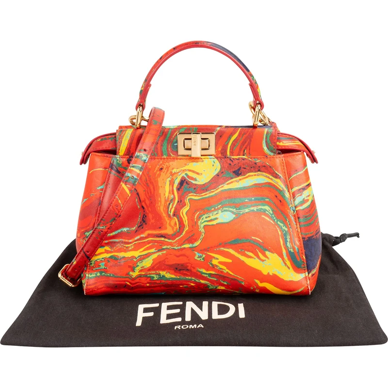 Fendi Multicolor Swirl Print Peekaboo Mini Handbag