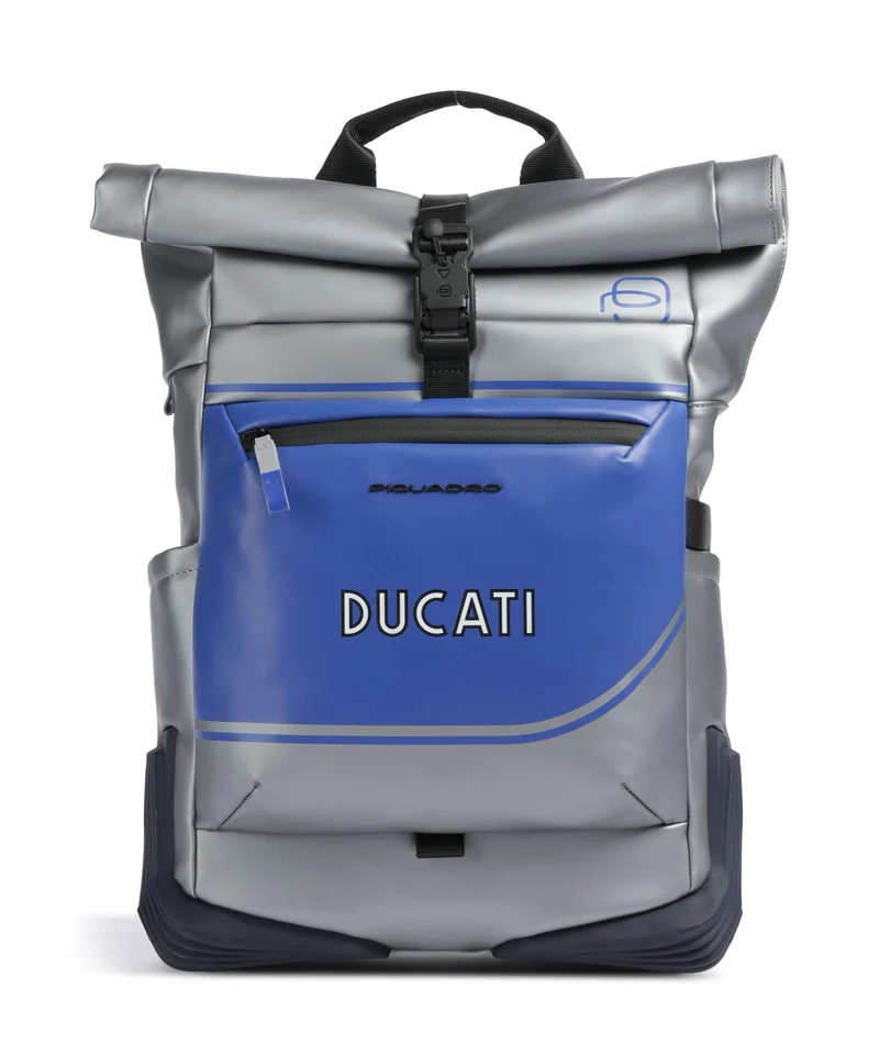 Piquadro Ducati C2OWD Rolltop Rucksack silver/blue