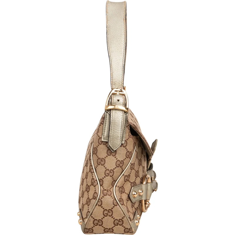Gucci Monogram GG Studded Horsebit Chain Flap Shoulder Bag