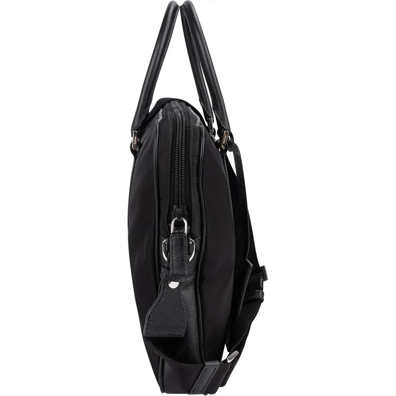 Prada Nylon Saffiano Leather Triangle Business Handbag