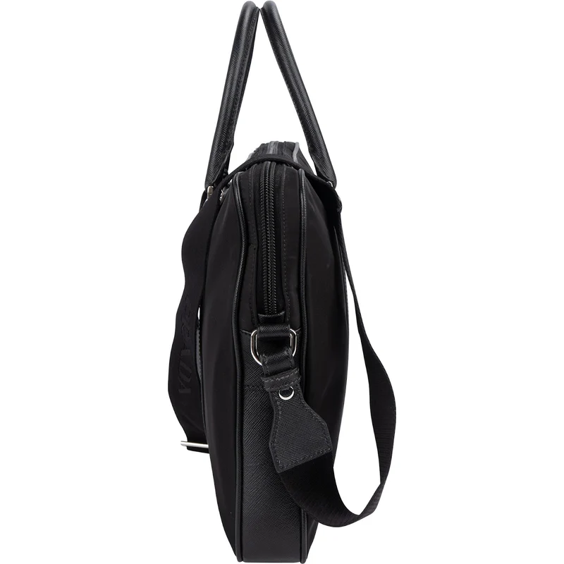 Prada Nylon Saffiano Leather Triangle Business Handbag