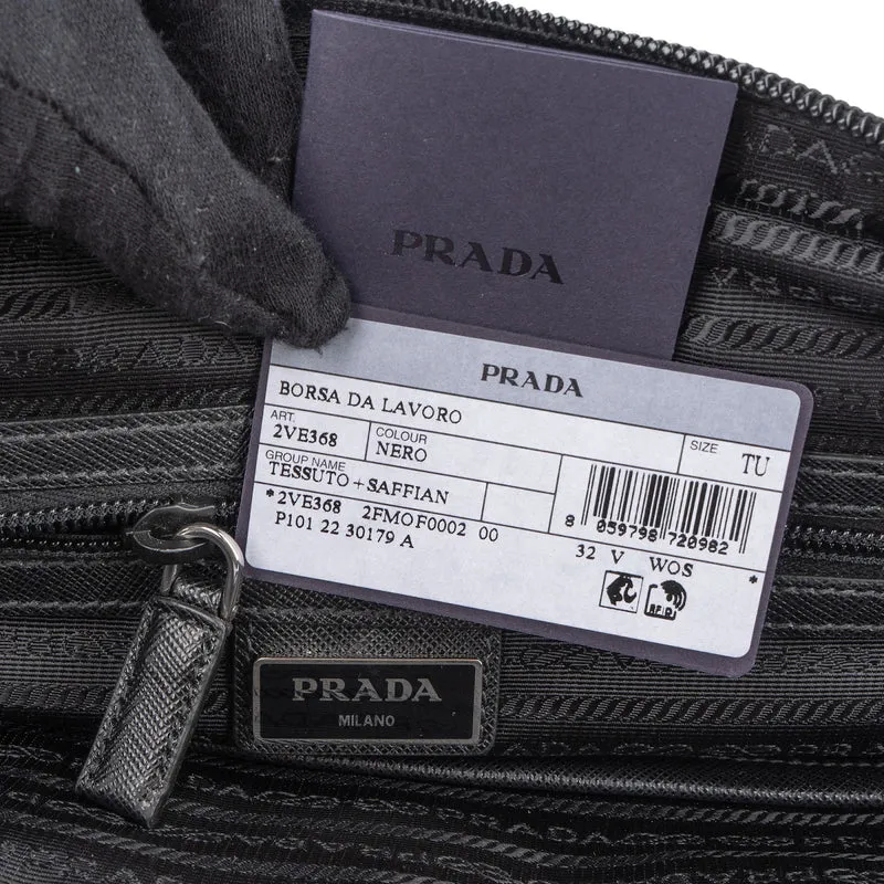Prada Nylon Saffiano Leather Triangle Business Handbag