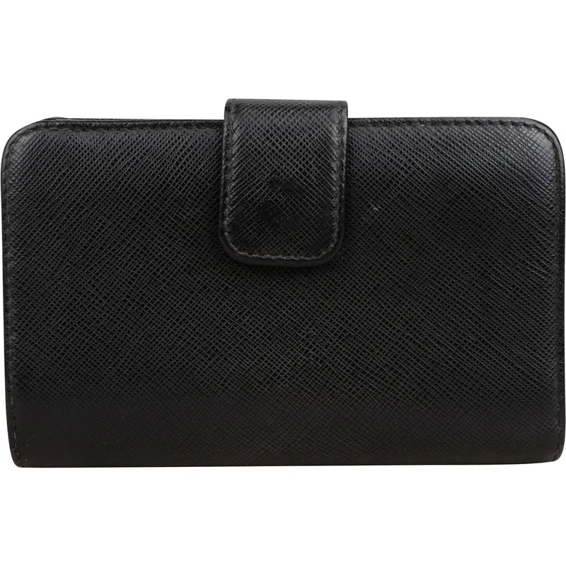 Prada Black Saffiano Leather Compact Wallet