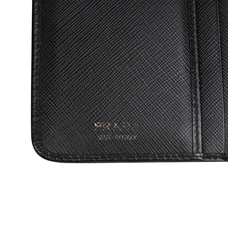 Prada Black Saffiano Leather Compact Wallet