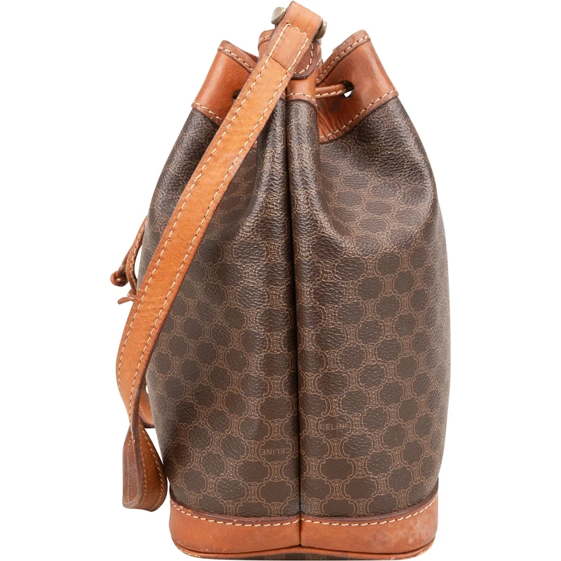 Celine Macadam Monogram Drawstring Bucket Crossbody Bag
