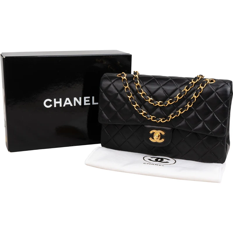 Chanel Quilted Lambskin 24K Gold Medium Double Flap Shoulder Bag