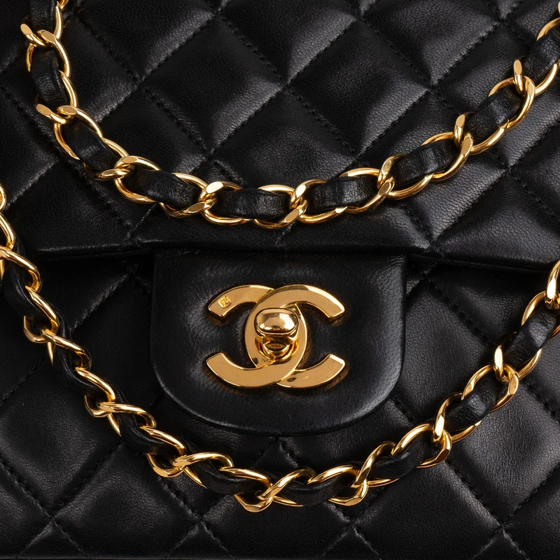 Chanel Quilted Lambskin 24K Gold Medium Double Flap Shoulder Bag