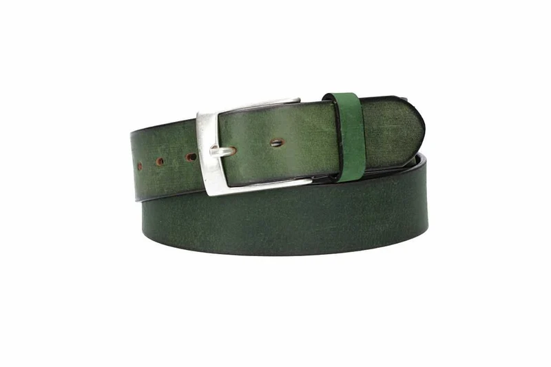Ledergürtel 40 mm breit Grün