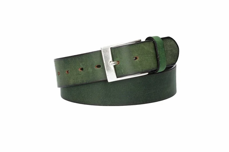 Ledergürtel 40 mm breit Grün