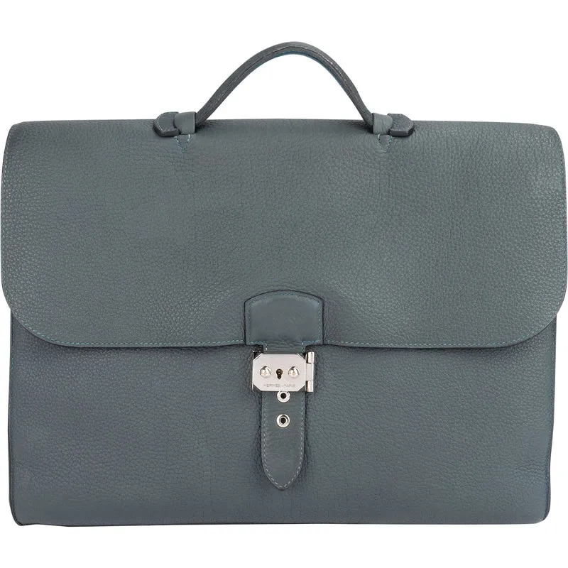 Hermès Gris Togo Leather Sac à Dépêches Business Handbag