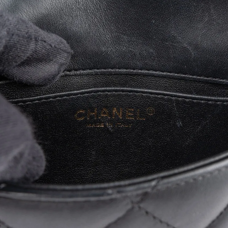 Chanel Quilted Lambskin Heart Charms Mini Rectangular Single Flap Crossbody Bag