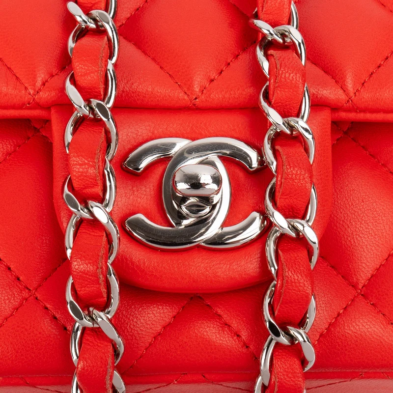Chanel Quilted Lambskin Mini Rectangular Palladium Single Flap Crossbody Bag